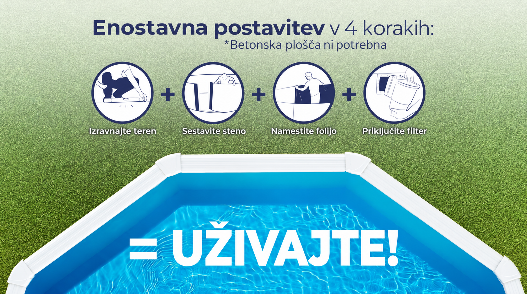 Tovarniška predstavitev bazena GRE s slovenskimi napisi