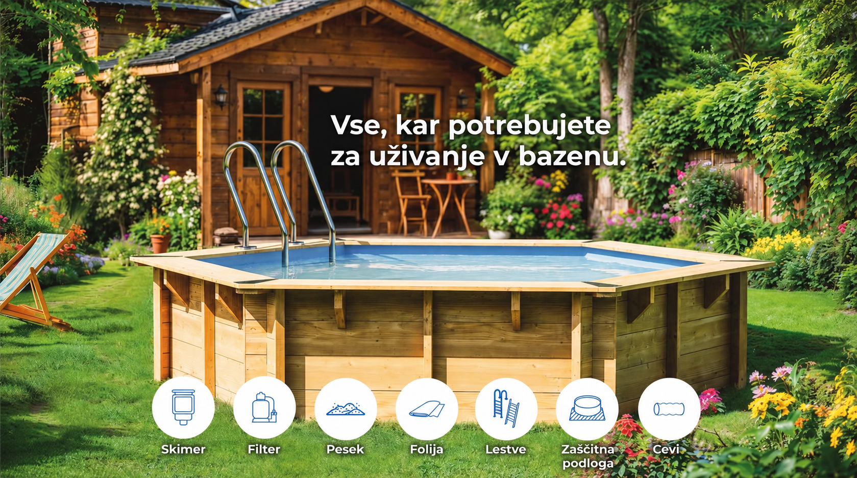 Leseni bazen GRE Vanille 2 Ø400 × 119 cm - slika 6